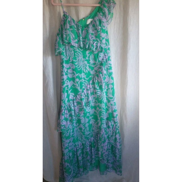 Lilly Pulitzer Rosalynn Ruffle Maxi Dress Beach Floral One Shoulder Size 12 - Picture 7 of 15
